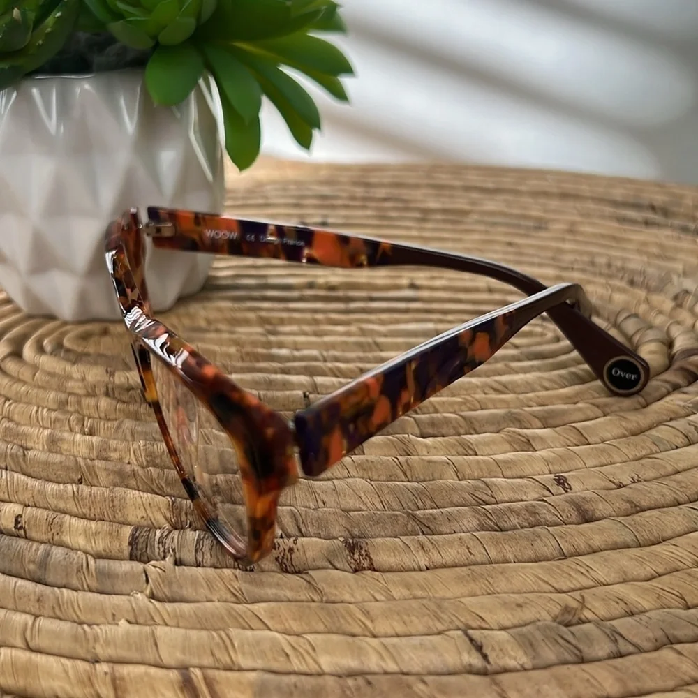 New WOOW Never Out Eyeglasses Modern Tortoise Orange Brown Non- Prescription